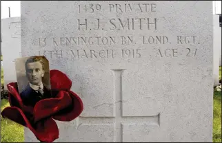  ??  ?? Lest we forget: The poppy Pamela Ives left at the grave of her uncle, Pte H.J Smith