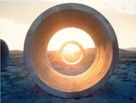  ?? Photograph: Nancy Holt/Holt Smithson Foundation ?? Framing the solstice … Nancy Holt’s Sun Tunnels in the Great Basin Desert, Utah, which are large enough to walk through.