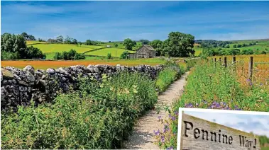  ?? ?? A British beauty: Malham, and right, a Pennine Way sign