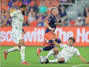  ?? Aaron Doster-USA TODAY Sports ?? FC Cincinnati midfielder Alvaro Barreal (31) reacts as he is tackled by Atlanta United midfielder Santiago Sosa (5) in the first half at TQL Stadium on July 21 in Cincinnati.