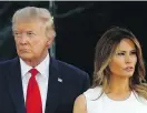  ??  ?? U.S. President Donald Trump and first lady Melania Trump on the South Lawn of the White House on Saturday.