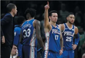  ?? MICHAEL DWYER — THE ASSOCIATED PRESS ?? Brett Brown only has the latitude to experiment with work-in-progress Markelle Fultz in the starting lineup because of the flexibilit­y offered by veteran guard JJ Redick.