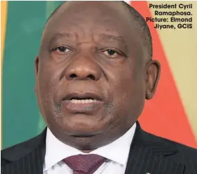  ??  ?? President Cyril
Ramaphosa. Picture: Elmond
Jiyane, GCIS