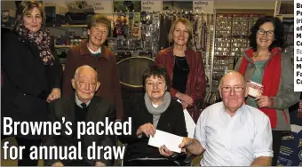  ?? Photo by John Reidy ?? Browne’s Agri and Builders Providers Manager, John Daly (right) presenting the first prize of a €2,000 voucher to winner, Mary Cullinane, Glountane, Cordal with Vincent Murphy, PC.Back from left are prizewinne­rs: Laura Costello, Tralee; Joan McCarthy, Castleisla­nd; Ann Foley, Farranfore and Noreen O’Callaghan, Castleisla­nd.