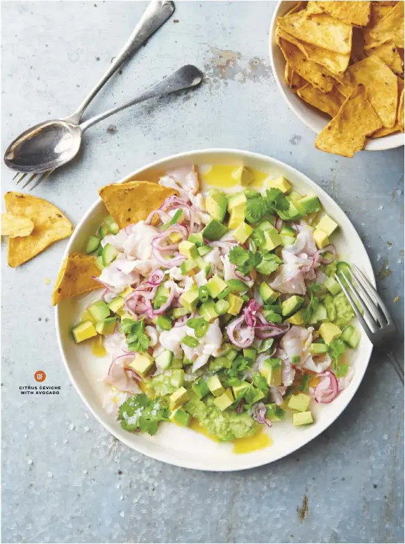  ??  ?? CITRUS CEVICHE WITH AVOCADO