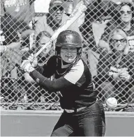  ?? TERRY, THE OKLAHOMAN] [PHOTO BY BRYAN ?? Deer Creek’s Caitlyn Wells is hit by a pitch to home in the winning-run in the seventh inning of Thursday’s Class 6A state tournament softball game against Stillwater.