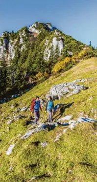  ?? Foto: Chiemsee-Alpenland Tourismus, tmn ?? Die Chiemgauer Alpen – hier das Kampenwand­gebiet – lassen sich am besten in Wanderschu­hen entdecken.