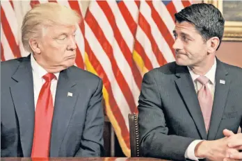  ??  ?? DONWARD! Donald Trump and House Speaker Paul Ryan are leaving tensions in the past.