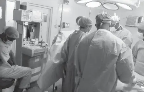  ??  ?? An anaesthesi­a machine being used during a major surgery in a heath facility in Nigeria