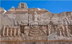  ?? IMAGE © SHUTTERSTO­CK ?? ABOVE
Relief of the Faravahar, the winged sun symbol of Zoroastria­nism, in the ruined city of Persepolis, the capital of the Achaemenid Empire (550–330 BCE)