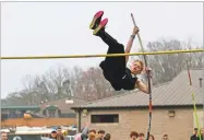  ?? Shawn Parr ?? A Calhoun pole vaulter clears the bar during last weekend’s Nance Relays at Gordon Central High School.