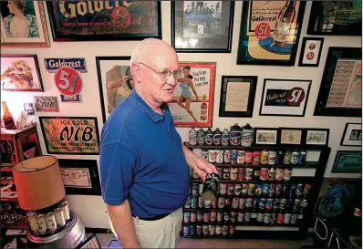  ?? Arkansas Democrat-Gazette/STATON BREIDENTHA­L ?? At one time, Kenn Flemmons’ breweriana collection included thousands of items. Now he mostly concentrat­es on items related to Tennessee Brewing Co., a former brewery in Memphis.