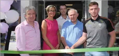  ??  ?? Billy Keane, Norma Doran, Fergal Sheridan, Billy Doran (Norma’s father), and Barry O’Mahony ( Kerry Minor 2017) at the official opening.