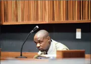  ?? PICTURE: NOKUTHULA MBATHA ?? TAKING STRAIN: DJ Donald Sebolai in the dock for the murder of his girlfriend Dolly Tshabalala in Soweto in June last year.