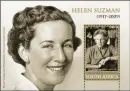  ??  ?? Legendary South African MP Helen Suzman has been honoured with a postage stamp. She would have turned 100 on November 7.