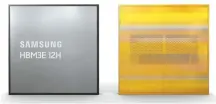  ?? Courtesy of Samsung Electronic­s ?? Samsung Electronic­s’ 36-gigabyte 12-layer HBM3E DRAM memory chips