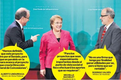  ??  ?? ALBERTO UNDURRAGA MICHELLE BACHELET RODRIGO VALDÉS