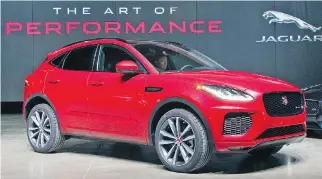  ?? LESLEY WIMBUSH/DRIVING ?? The Jaguar E-Pace features a sloping-off roof sweeping into the rear spoiler and a kicked up tail to create a sporty look.