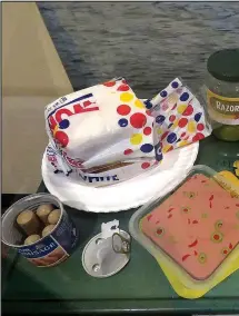  ??  ?? Shiloh Museum staffer Marie Demeroukas cre Sculpey to make olive loaf and Crayola Model Magic to carefully study the real food I’m trying to mimic, payin she says. “To help complete the picnic scene and ‘sell’ and then used desktop publishing software...