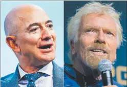  ??  ?? COMPETENCI­A. Jeff Bezos y Richard Branson irán al espacio pero el británico anunció que viajará nueve días antes con su nave.