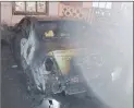  ?? PICTURE: SUPPLIED ?? The burnt car of a Phoenix resident, who believes he was targeted by an alleged local drug dealer and rival tuck shop owner.