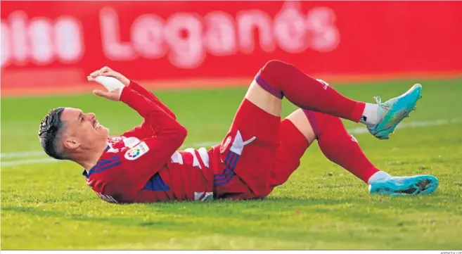  ?? AGENCIA LOF ?? Callejón se queja de un golpe en el partido ante el Leganés.