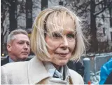  ?? ?? Author and journalist E Jean Carroll – who was sexually abused by Mr Trump – outside the New York Federal Court.