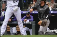  ?? SPECIAL TO THE DENVER POST ?? Colorado Rockies Manager Bud Black watches the action from the dugout at Coors Field on June 1, 2022 in Denver, Colorado. The Colorado Rockies lost 14-1to the Miami Marlins after the Marlins had 21 hits during the game.