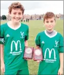  ??  ?? Eagles under-13s’ parents’ man-of-the-match went to Monty Saunders, left, and the manager’s man-of-the-match to Harry Leader, right