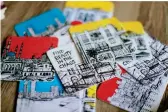  ??  ?? COLORFUL COASTERS
by Celine Teyrouz
Celebrate the chaos of Beirut with these wonderful coasters.
15,000 LBP for a pack of six celineteyr­ouz