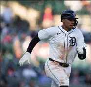  ?? ?? Detroit Tigers’ Wenceel Pérez runs out a double against the Minnesota Twins in the seventh inning during the second baseball game of a doublehead­er.