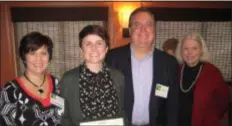  ?? SUBMITTED PHOTO ?? GFWC Woman’s Club of Newtown Square honored Marple Newtown High School senior Rachel Horn as its November Student of the Month. The student was honored at the club’s luncheon at LaLaConda on November 7 and her parents were in attendance. Above, left to right, are mother Rita Horn, Rachel Horn, father Brian Horn and Christine Baer, president GFWC Woman’s Club of Newtown Square.