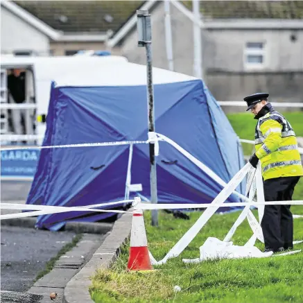  ?? PHOTO: STEVE HUMPHREYS ?? Probe: The scene where a teenager’s body parts were found on Moatview Drive, Coolock.