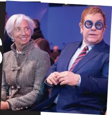  ??  ?? Sharing their vision: Christine Lagarde and Elton John