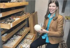  ?? Denise Applewhite ?? THE NEW study on the shape of bird eggs was led by evolutiona­ry biologist Mary Stoddard, shown here with a collection at Princeton University.