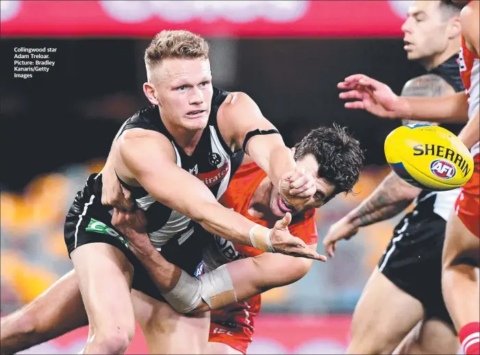  ??  ?? Collingwoo­d star Adam Treloar. Picture: Bradley Kanaris/Getty Images