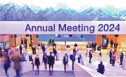  ?? ?? People attend the World Economic Forum Annual Meeting 2024 in Davos, Switzerlan­d, on Monday. — Xinhua