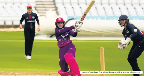  ??  ?? Lightning’s Kathryn Bryce in action against the Northern Diamonds.