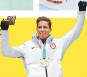  ?? Reuters ?? Shaun White on the podium in Pyeongchan­g after winning the men’s Halfpipe event on Wednesday.