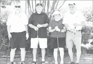  ?? Submitted Photo ?? From left, Tommy Hanner, Terry Hutcherson, Margie Cannon and Sid Fogg teamed up to claim first place in the First Flight.