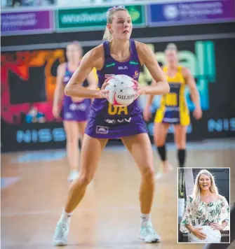  ?? Picture: LUKE EMLYN-JONES ?? Queensland Firebirds shooter Tippah Dwan and (inset) her mentor, Diamonds star Gretel Bueta, who will sit out the season due to her pregnancy.