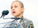  ??  ?? Emma Gonzalez, a survivor of the mass shooting at Marjory Stoneman Douglas High School in Parkland, Florida, has become one of the voices of the youth movement.