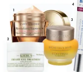  ??  ?? 2 1 1. Revitalizi­ng Supreme Plus Eye Balm, $1997, Estée Lauder.
2. Creamy Eye Treatment, $950, Kiehl's.