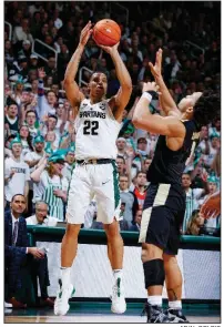  ?? AP/AL GOLDIS ?? Michigan State’s Miles Bridges (22) scored 20 points and made the game-winning three-pointer with 2.7 seconds left to lift the No. 4 Spartans to a 68-65 victory over No. 3 Purdue.