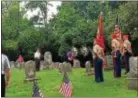  ??  ?? The Honor Color Guard and Ceremonial Rifle Squad of Marine Corps League Detachment #288 preside over a ceremony at the tomb of Capt. Theodore Blakeley, killed at Fort Harrison, Va., in 1864.