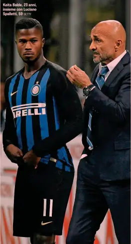  ??  ?? Keita Balde, 23 anni, insieme con Luciano Spalletti, 59 GETTY