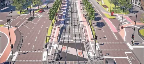  ??  ?? Die Haltestell­e Luegplatz wird barrierefr­ei umgebaut. Die Animation zeigt den künftigen Hochbahnst­eig.