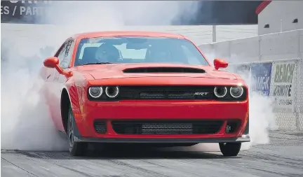  ?? DEREK MCNAUGHTON/DRIVING ?? The 2018 Dodge Challenger SRT Demon can take its place alongside the 454 LS7 Chevelle SS as an elite muscle car.