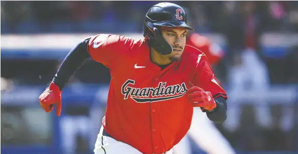  ?? NICK CAMMETT / THE ASSOCIATED PRESS ?? Cleveland Guardians first baseman Josh Naylor, of Mississaug­a, Ont., is hitting .406 with 14 RBIs at home for the AL Central leaders.