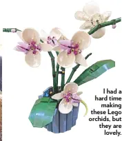  ?? ?? I had a hard time making these Lego orchids, but they are lovely.
